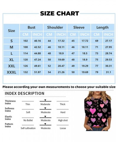 Valentines Tops for Women Spring Tops 2024 3/4 Length Sleeve Womens Tops Cute Graphic Tees Plus Size Basic Pullover G1-light ...