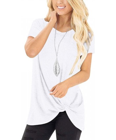 Women's Casual Shirts Twist Knot Tunics Tops 002- White $11.60 Tops