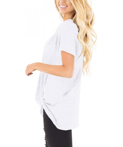 Women's Casual Shirts Twist Knot Tunics Tops 002- White $11.60 Tops