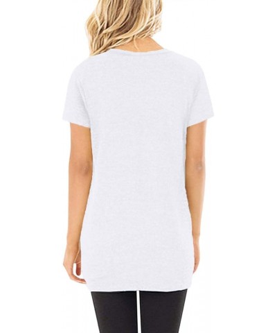 Women's Casual Shirts Twist Knot Tunics Tops 002- White $11.60 Tops