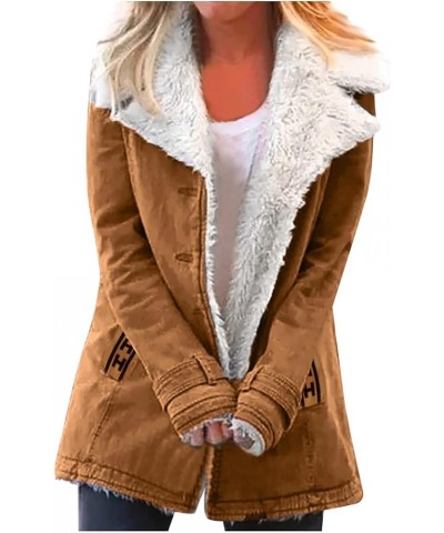 Coats for Women Long Solid Double Breasted Long Sleeves Pocketless Coat Outwear Decoration with Pockets 2-khaki $20.39 Jackets