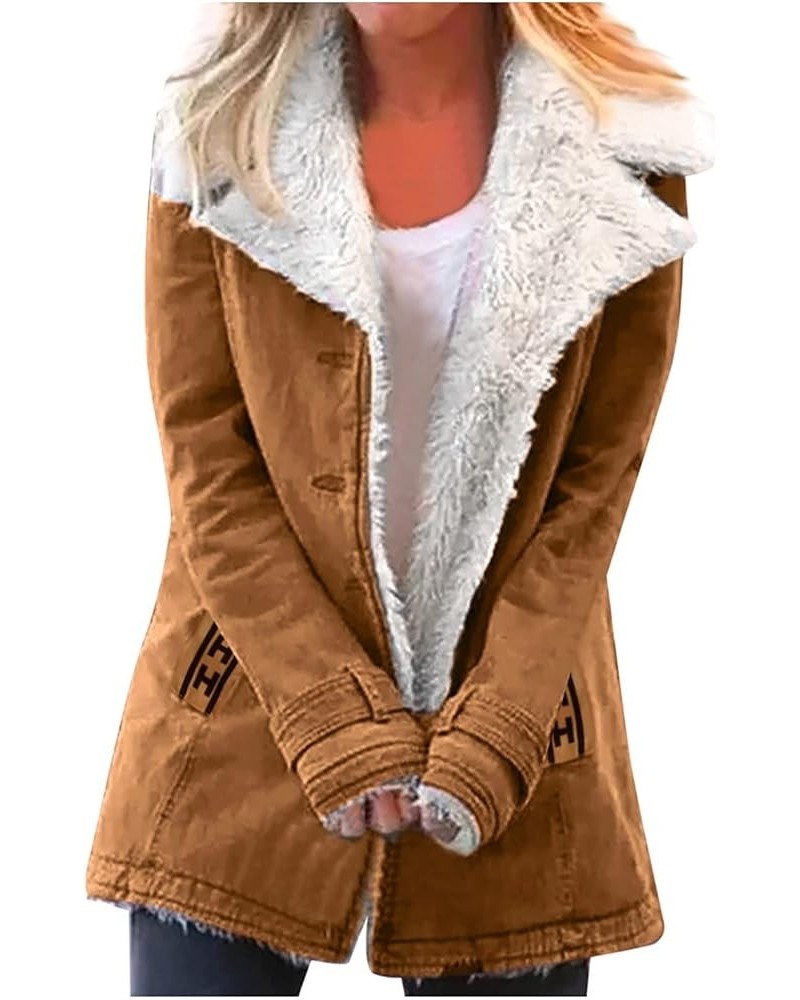 Coats for Women Long Solid Double Breasted Long Sleeves Pocketless Coat Outwear Decoration with Pockets 2-khaki $20.39 Jackets