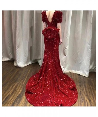 Sequins Prom Dresses Puffy Sleeves Mermaid Long Evening Gowns for Women 2023 Gold $45.60 Dresses