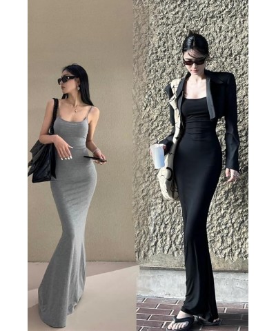 Women's Sexy Lounge Slip Maxi Dress Sleeveless Backless Elegant Bodycon Long Dresses Wine Red $20.50 Lingerie