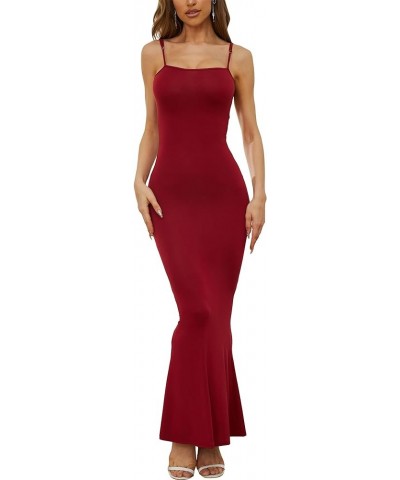 Women's Sexy Lounge Slip Maxi Dress Sleeveless Backless Elegant Bodycon Long Dresses Wine Red $20.50 Lingerie