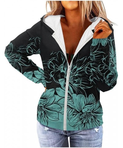 Hoodies For Women,Womens Color Block Zip Up Jacket Long Sleeve Drawstring Coat With Pockets Hooded Sweatshirt 2-blue $10.28 Tops