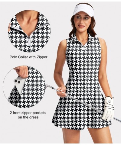 Women's Tennis Golf Dress with Shorts Active Exercise Workout Sports Athletic Dresses for Women with Zipper Pockets Houndstoo...