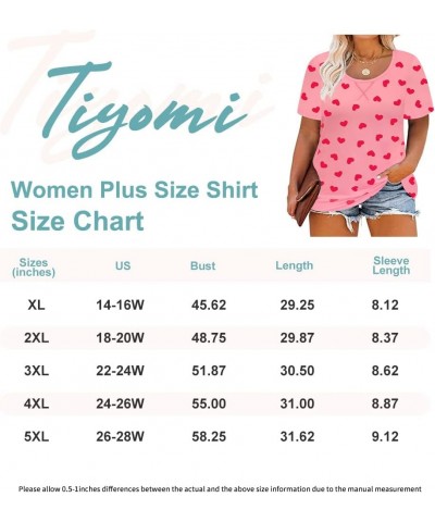 Plus Size T Shirt for Women Short Sleeve Tunic Cross Line Shirts Round Neck Tops Summer Blouse XL-5XL 14-28 3_ Pink Heart $7....