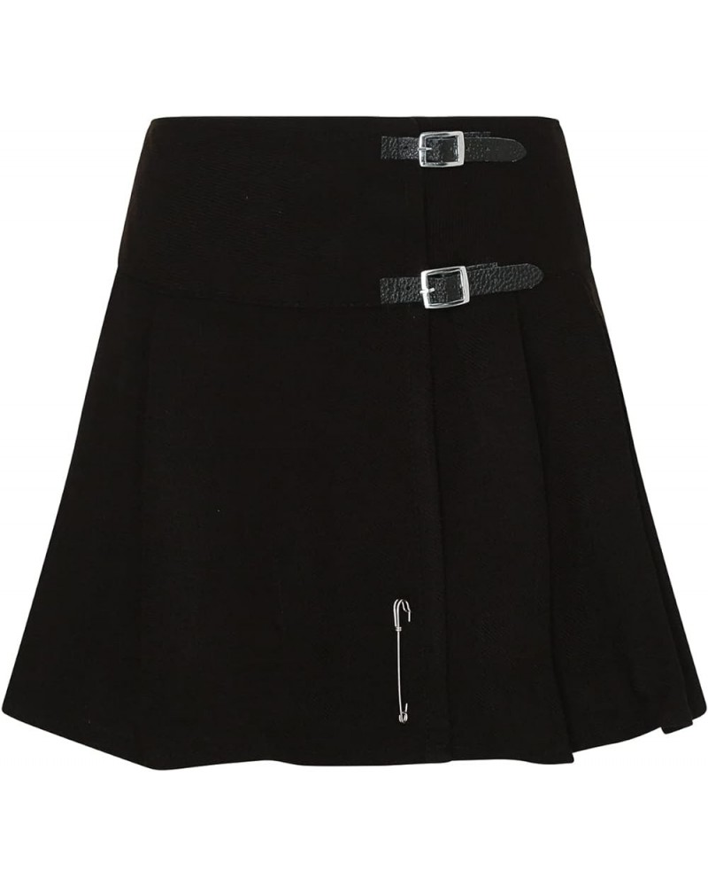 Womans 16.5 Inch Wraparound Tartan Kilt Skirts Black $20.62 Skirts