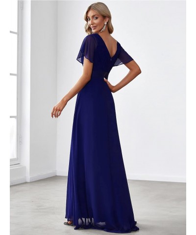 Women's Short Sleeve V-Neck Evening Dress Floor Length Mother of The Bride Dress 09890 Royal Blue $32.79 Dresses