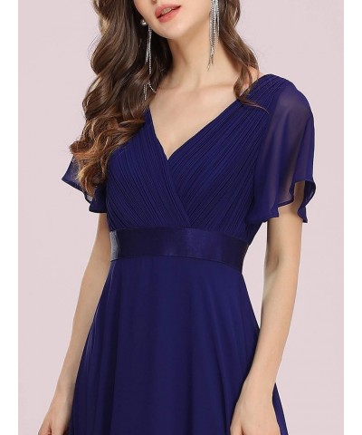 Women's Short Sleeve V-Neck Evening Dress Floor Length Mother of The Bride Dress 09890 Royal Blue $32.79 Dresses