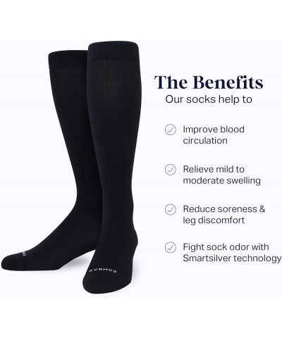 Nylon Knee High Socks - 15-20mmHg Graduated Compression Socks - Soft & Breathable Support Unisex Socks Regular Black - 3 Pack...