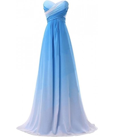 Long A Line Beaded Gradient Ombre Chiffon Formal Prom Evening Dresses Sweetheart Blue $49.00 Dresses