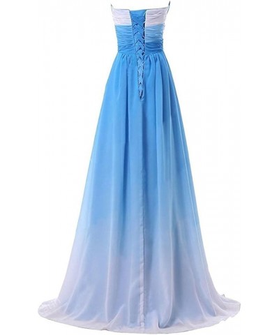 Long A Line Beaded Gradient Ombre Chiffon Formal Prom Evening Dresses Sweetheart Blue $49.00 Dresses