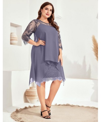 Women's Plus Size Elegant Chiffon Dress, Floral Lace Pencil Dresses for Cocktail, Wedding Guests Light Purple $19.35 Dresses