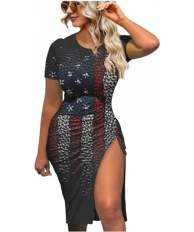 Womens 4Th of July Dress American Flag Sexy Going Out Party Club Bodycon Dress B-black $9.89 Others