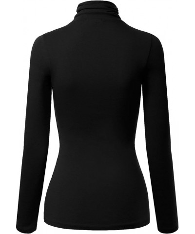 Women's Basic Long Sleeve High Turtle Neck Slim Fit Top Shirt Black $9.17 Activewear