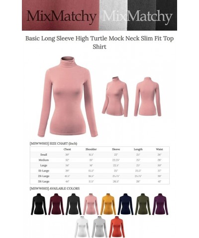 Women's Basic Long Sleeve High Turtle Neck Slim Fit Top Shirt Black $9.17 Activewear