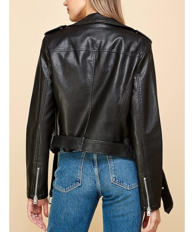 MBJ Womens Faux Leather Zip Up Moto Biker Jacket With Stitching DetaiL Wjc1849_black $28.57 Coats