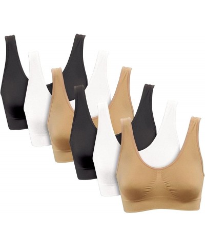 Womens 6 Pack - Wireless Bra for Women, Solid Color Seamless Bra Beige/Pastels $31.79 Lingerie