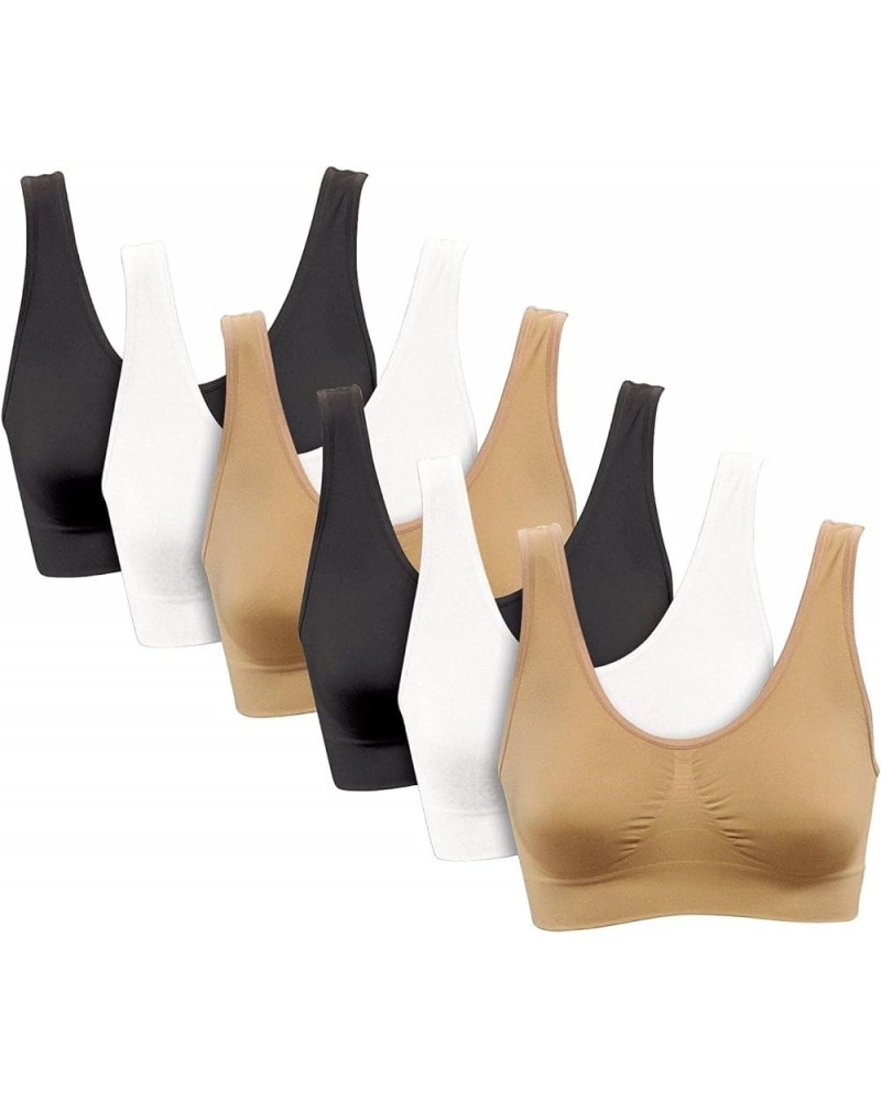 Womens 6 Pack - Wireless Bra for Women, Solid Color Seamless Bra Beige/Pastels $31.79 Lingerie