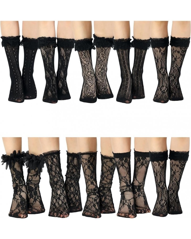 10 Pairs Slouch Lace Socks Women Cute Mesh Frilly Socks Ankle High Loose Lace Ruffle Socks for Women Girls Dress Charming $9....