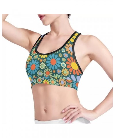 Sports Bras for Women Removable Padded Sport Bra Fitness Running Crop Tank Top for Yoga Gym Workout Colorful Daisy $9.90 Acti...