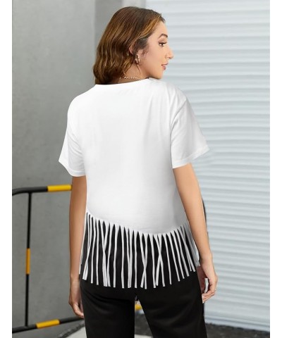 Fringe Shirt Women: Tassels Trim Top Car Graphic Tee Casual Short Sleeve Tshirt Western Country Music T-Shirt White $9.03 T-S...