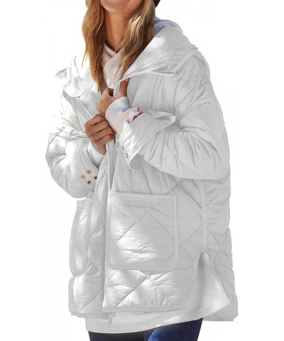 Womens Quilted Puffer Jacket Hooded Long Sleeve Zip Up Winter Coat Lightweight Warm Jackets with Pockets White $32.90 Jackets