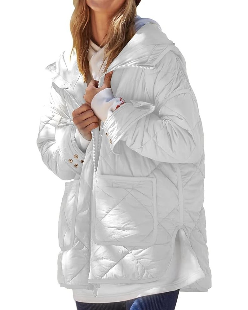 Womens Quilted Puffer Jacket Hooded Long Sleeve Zip Up Winter Coat Lightweight Warm Jackets with Pockets White $32.90 Jackets