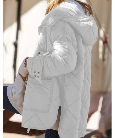 Womens Quilted Puffer Jacket Hooded Long Sleeve Zip Up Winter Coat Lightweight Warm Jackets with Pockets White $32.90 Jackets