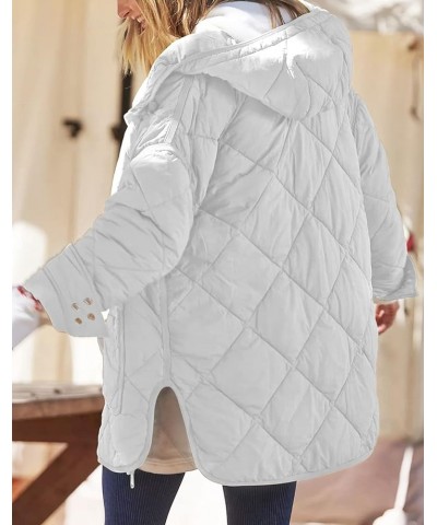 Womens Quilted Puffer Jacket Hooded Long Sleeve Zip Up Winter Coat Lightweight Warm Jackets with Pockets White $32.90 Jackets