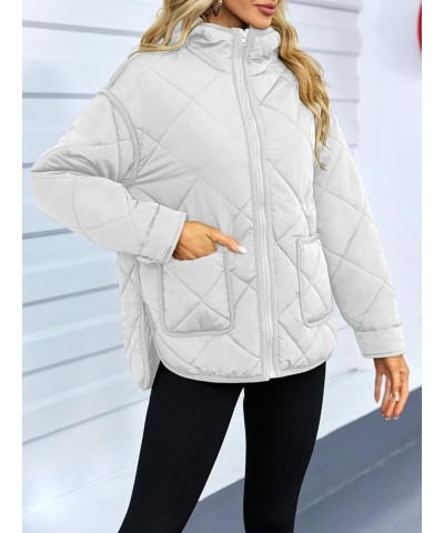 Womens Quilted Puffer Jacket Hooded Long Sleeve Zip Up Winter Coat Lightweight Warm Jackets with Pockets White $32.90 Jackets