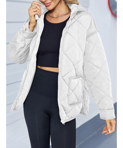 Womens Quilted Puffer Jacket Hooded Long Sleeve Zip Up Winter Coat Lightweight Warm Jackets with Pockets White $32.90 Jackets