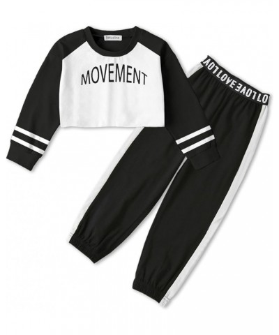 Girls 2 Piece Outfits Cute Fall Winter Clothing Sets, 4T-14 Years A Black White $7.64 Pants