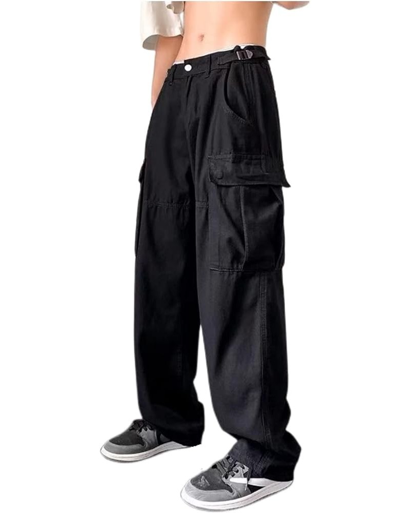 Y2k Pants Men Gothic Baggy Cargo Pants Streetwear Grunge Hip Hop Joggers Trousers Parachute Pants for Men 2s-black $14.51 Pants