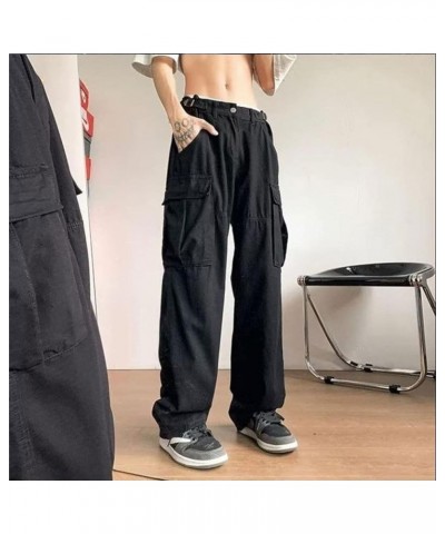 Y2k Pants Men Gothic Baggy Cargo Pants Streetwear Grunge Hip Hop Joggers Trousers Parachute Pants for Men 2s-black $14.51 Pants