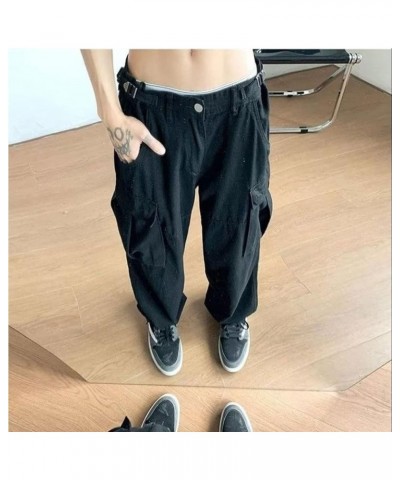 Y2k Pants Men Gothic Baggy Cargo Pants Streetwear Grunge Hip Hop Joggers Trousers Parachute Pants for Men 2s-black $14.51 Pants