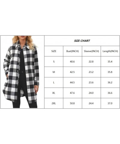 Women's Casual Long Plaid Shacket Jacket Flannel Shirts Lapel Snap-Fastener Long Sleeve Lightweight Coat Red $10.25 Jackets