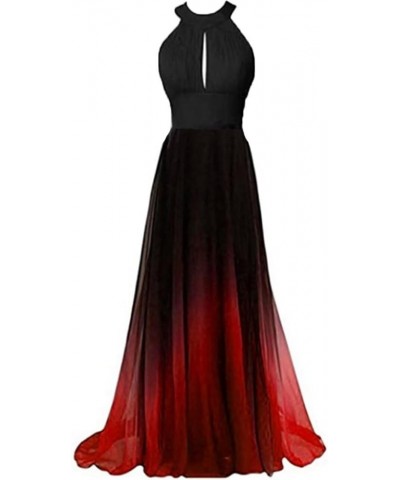 Gradient Long Prom Dresses for Women Ombre Evening Wedding Party Gowns Formal Black Red1 $41.16 Dresses