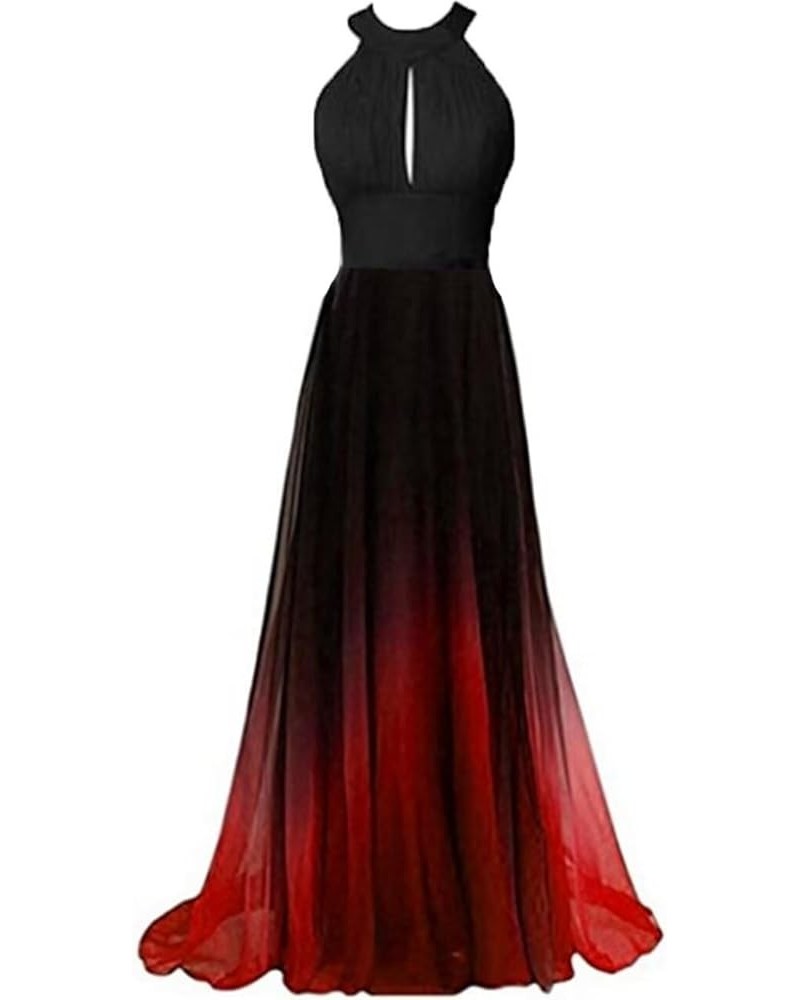 Gradient Long Prom Dresses for Women Ombre Evening Wedding Party Gowns Formal Black Red1 $41.16 Dresses