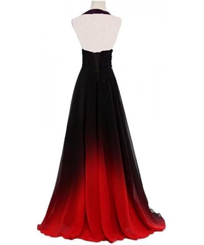 Gradient Long Prom Dresses for Women Ombre Evening Wedding Party Gowns Formal Black Red1 $41.16 Dresses