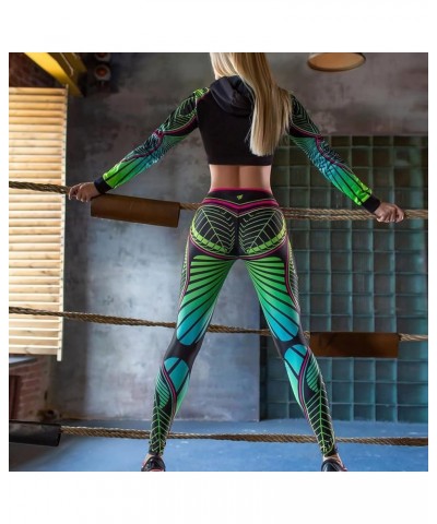 Women's Cyberpunk Leggings Novelty Print Yoga Pants Fashion High Waist Workout Leggings for Women(Without Top) Green $9.52 Pants