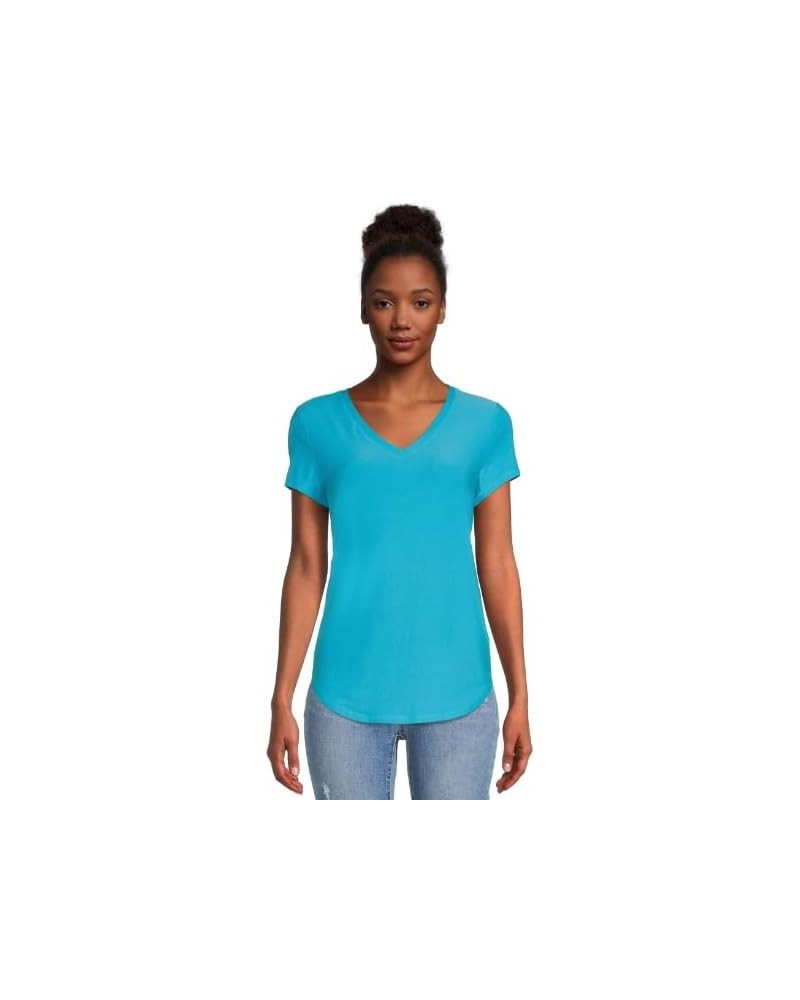 Junior's Brushed V-Neck T-Shirt Neptune Blue $9.60 T-Shirts