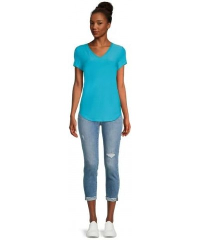 Junior's Brushed V-Neck T-Shirt Neptune Blue $9.60 T-Shirts