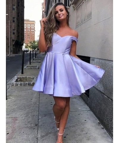 Off Shoulder Satin Homecoming Dress with Pockets A Line Sweetheart Sleeveless Short Prom Dress CA42 White $25.75 Dresses