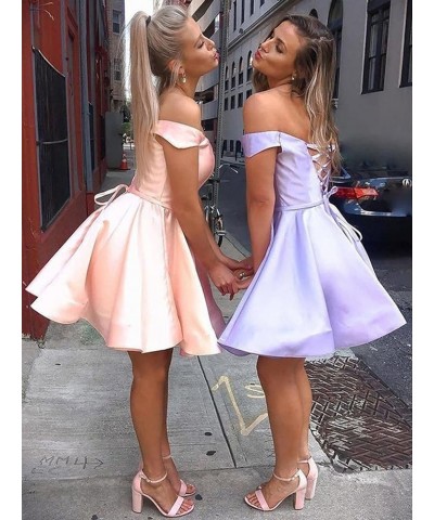 Off Shoulder Satin Homecoming Dress with Pockets A Line Sweetheart Sleeveless Short Prom Dress CA42 White $25.75 Dresses