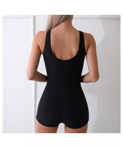 One Piece Swimsuit Women Rash Guard Swimsuit Tummy Control Swimwear Print Swimsuit Surfing Bathing Suit for Summer Black-swim...