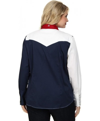 Women's Pieced Stars and Stripes Patriotic Blue $28.52 Blouses