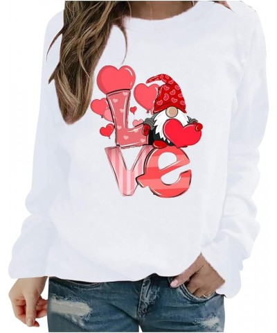 Valentine's Day Long Sleeve Shirts 2024 Women Cute Heart Graphic Tops Casual Loose Fit T-Shirts Holiday Blouses A03-white $4....